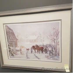 Sleigh Ride in the Snow Framed Artwork Wall Picture